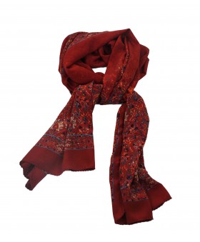 Crepe Silk Scarf - Red Abstract