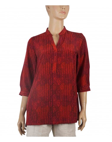 Short Silk Shirt - Red With Paisley