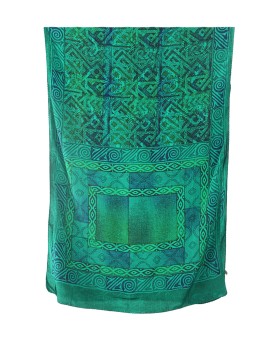 Crepe Silk Scarf - Green Abstract