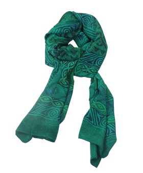 Crepe Silk Scarf - Green Abstract