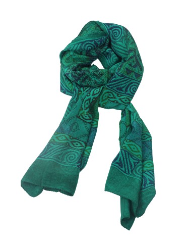 Crepe Silk Scarf - Green Abstract