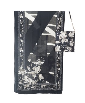 Scarf Set - Black And White Flowers