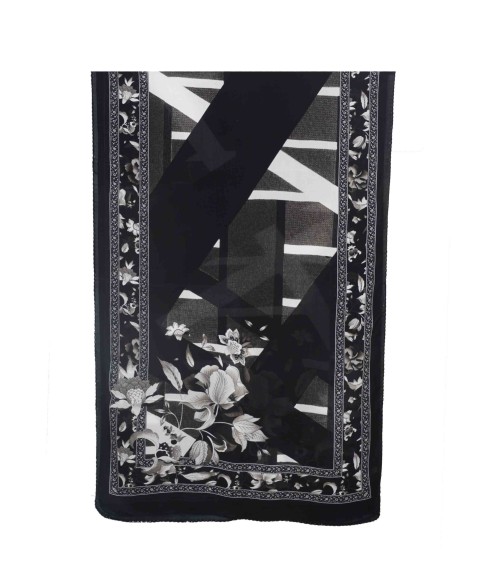 Scarf Set - Black And White Flowers