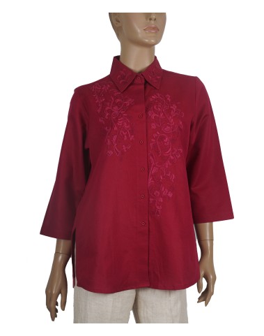 Embroidered Casual Shirt - Magenta Embroidery 