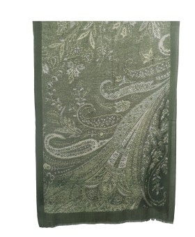 Box Shawl Green Paisley