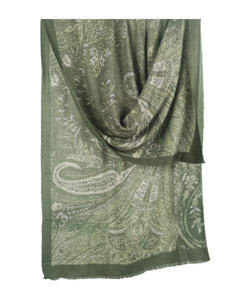Box Shawl Green Paisley