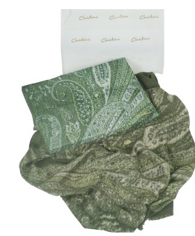 Box Shawl Green Paisley