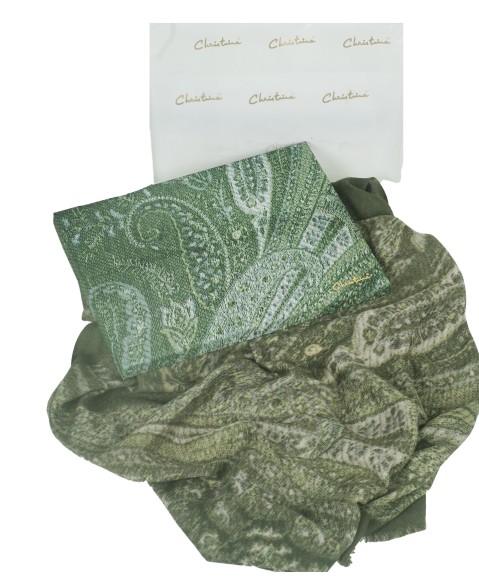 Box Shawl Green Paisley