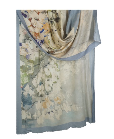 Box Shawl Beige Abstract