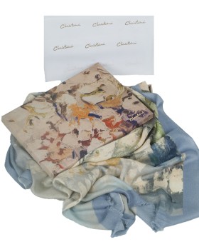 Box Shawl Beige Abstract