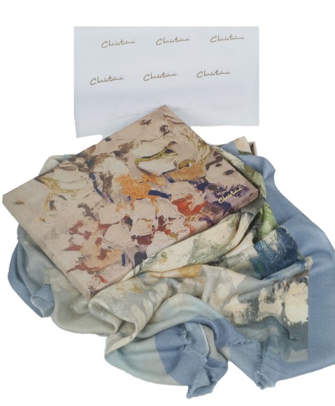 Box Shawl Beige Abstract