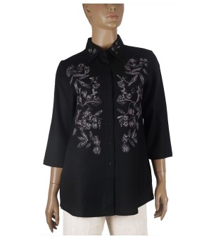 Embroidered Casual Shirt - Black Embroidery