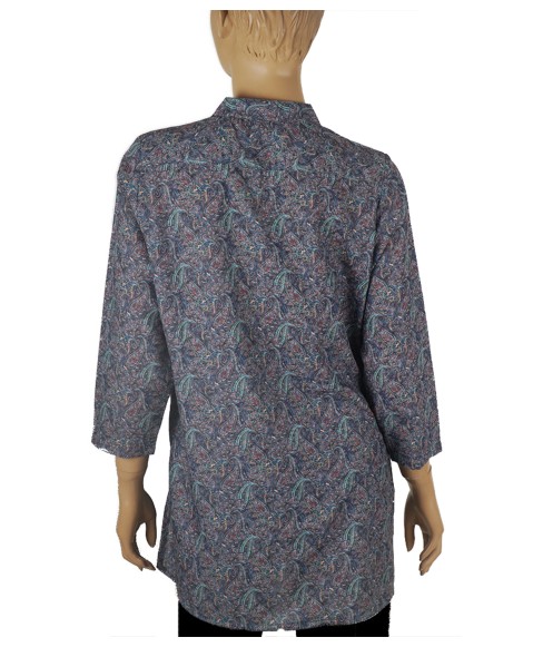 Casual Kurti - Blue Paisley Pintuck