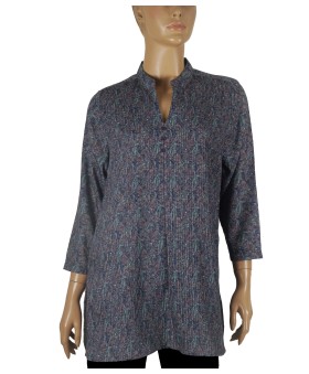 Casual Kurti - Blue Paisley Pintuck