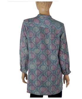 Long Silk Shirt - Blue Stripes