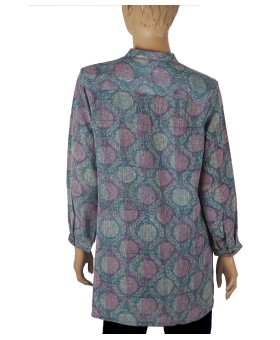 Long Silk Shirt - Blue Stripes