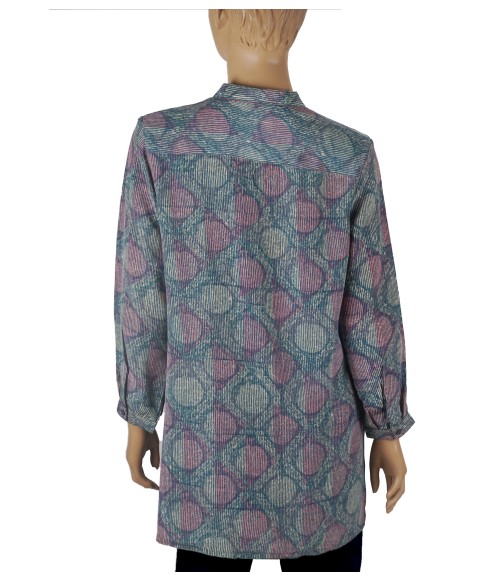 Long Silk Shirt - Blue Stripes Long Silk Shirt - Blue Stripes