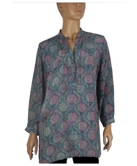 Long Silk Shirt - Blue Stripes