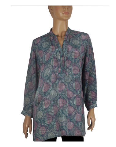 Long Silk Shirt - Blue Stripes Long Silk Shirt - Blue Stripes