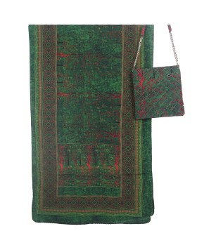 Scarf Set - Pink Abstract On The Green Base