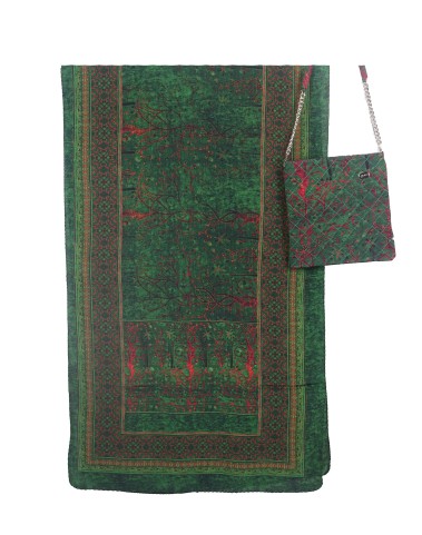 Scarf Set - Pink Abstract On The Green Base