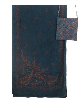 Scarf Set - Orange Dotted Paisley On The Blue Base