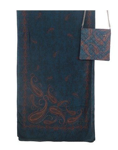 Scarf Set - Orange Dotted Paisley On The Blue Base