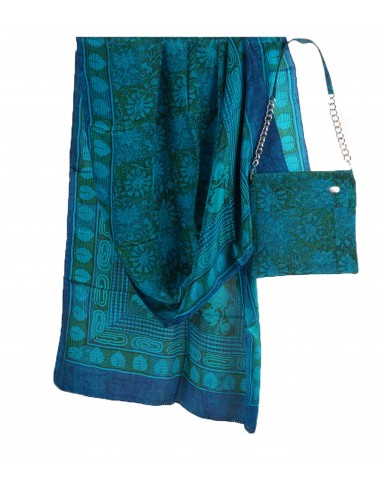 Scarf Set - Green and Blue Patchwork