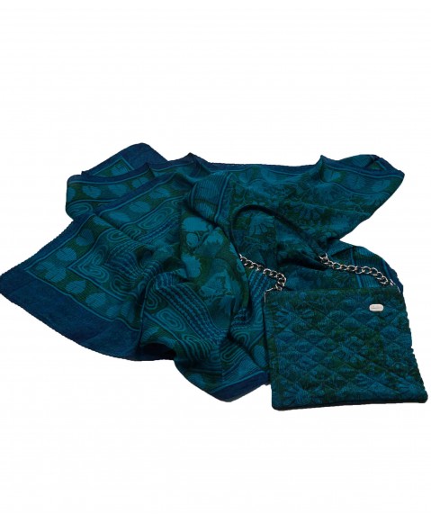 Scarf Set - Green and Blue Patchwork