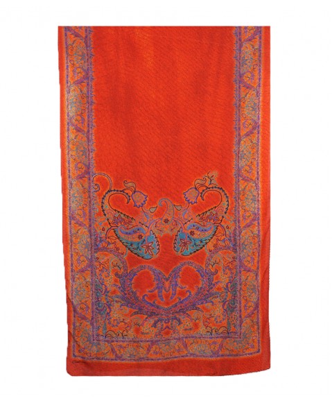 Crepe Silk Scarf - Red Big Paisley