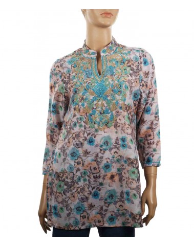 Embroidered Casual Kurti - Floral Print