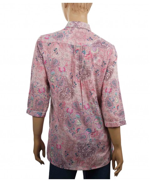 Embroidered Casual Shirt - Pink Paisley Embroidery