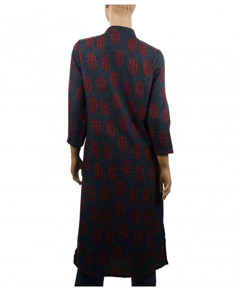 Tunic - Red Butti on Navy Blue