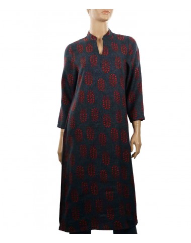 Tunic - Red Butti on Navy Blue