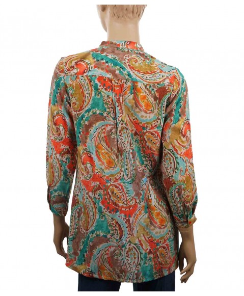 Long Silk Shirt - Multi color Paisley