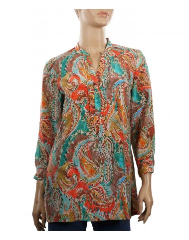 Long Silk Shirt - Multi color Paisley