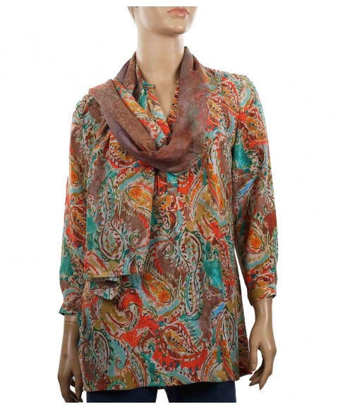 Long Silk Shirt - Multi color Paisley