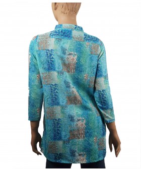 Casual Kurti - Ocean Blue Embroidery
