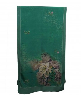 Crepe Silk Scarf - Green Floral