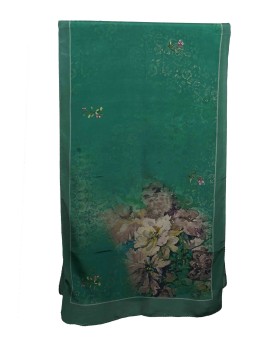 Crepe Silk Scarf - Green Floral