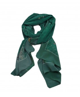 Crepe Silk Scarf - Green Floral