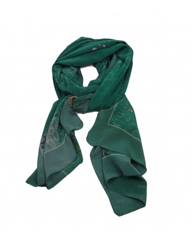 Crepe Silk Scarf - Green Floral