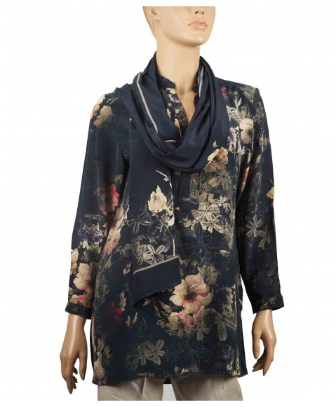 Long Silk Shirt - Floral