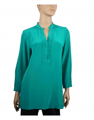 Plain Long Silk Shirt - Peacock Green