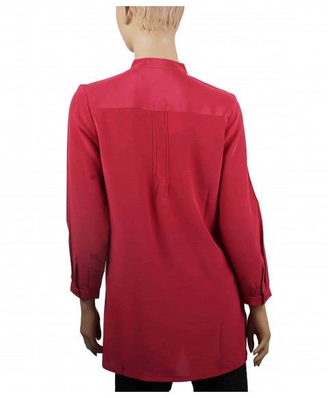 Plain Long Silk Shirt - Magenta