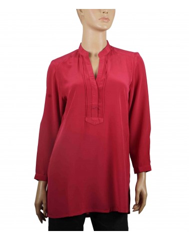 Plain Long Silk Shirt - Magenta