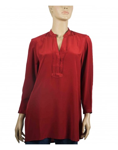 Plain Long Silk Shirt - Maroon