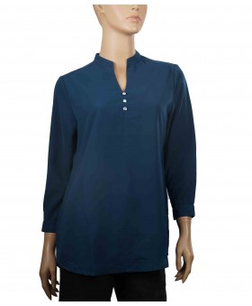 Plain Poly Casual  Kurti - Peacock Green