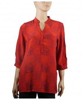 Short Silk Shirt - Hibiscus