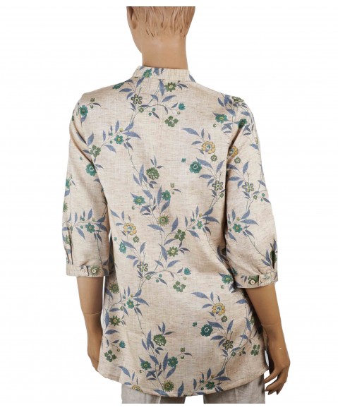 Casual Kurti - Beige Floral Garden